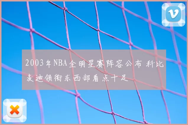 2003年NBA全明星赛阵容公布 科比麦迪领衔东西部看点十足